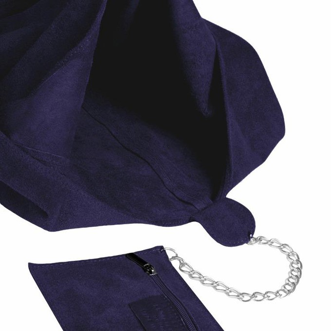 Navy Soft Italian Suede Hobo Shoulder Bag from Sostter