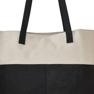 Ivory And Black Two Tone Leather Tote from Sostter