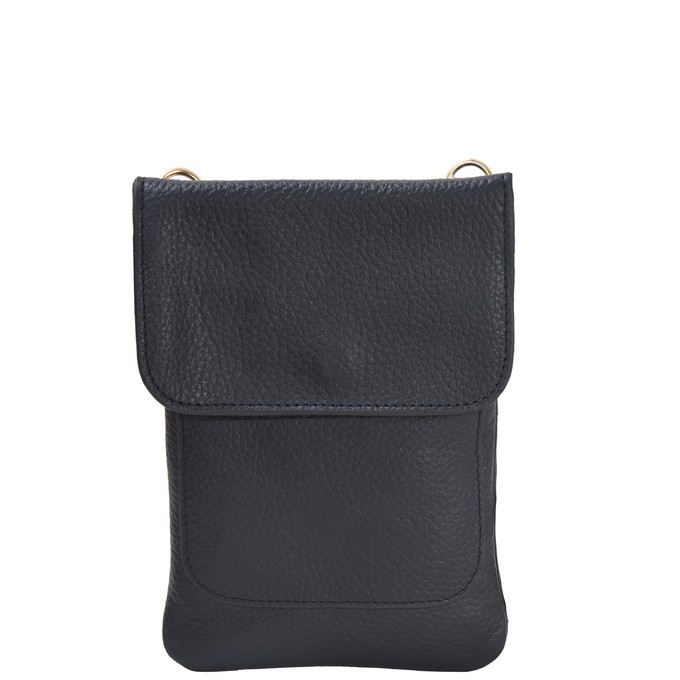 Black Leather Crossbody Phone Bag - Removable Strap from Sostter