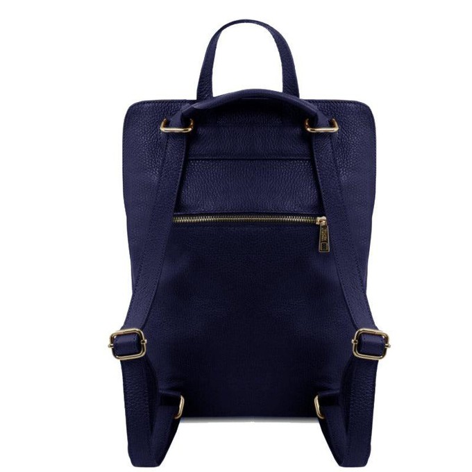 Navy Pebbled Leather Convertible Backpack-Handbag from Sostter
