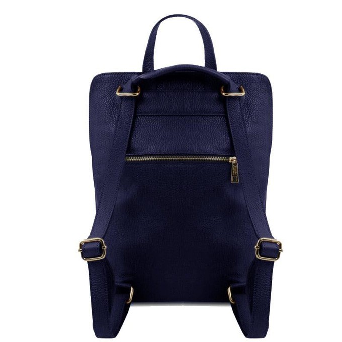 Navy Pebbled Leather Pocket Backpack from Sostter