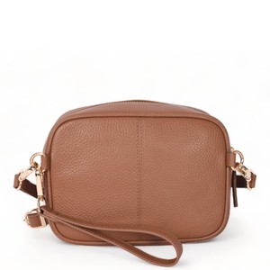 Tan Convertible Leather Crossbody Belt Bag from Sostter