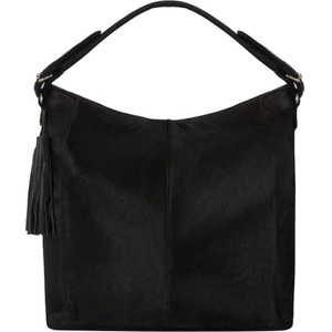 Black Leather Top Handle Bag with Heart Lining from Sostter