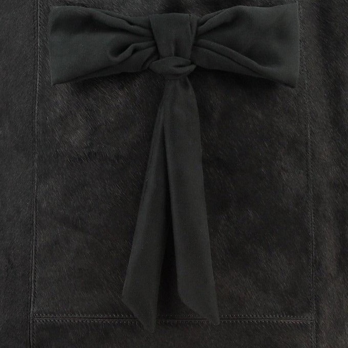 Women's Black Bow Leather Tote Bag - Soft Leather from Sostter