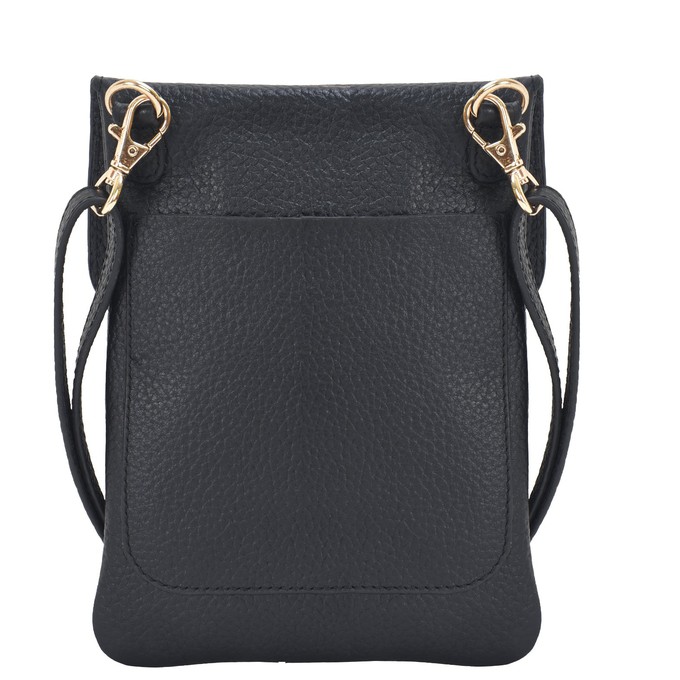 Black Leather Crossbody Phone Bag - Removable Strap from Sostter