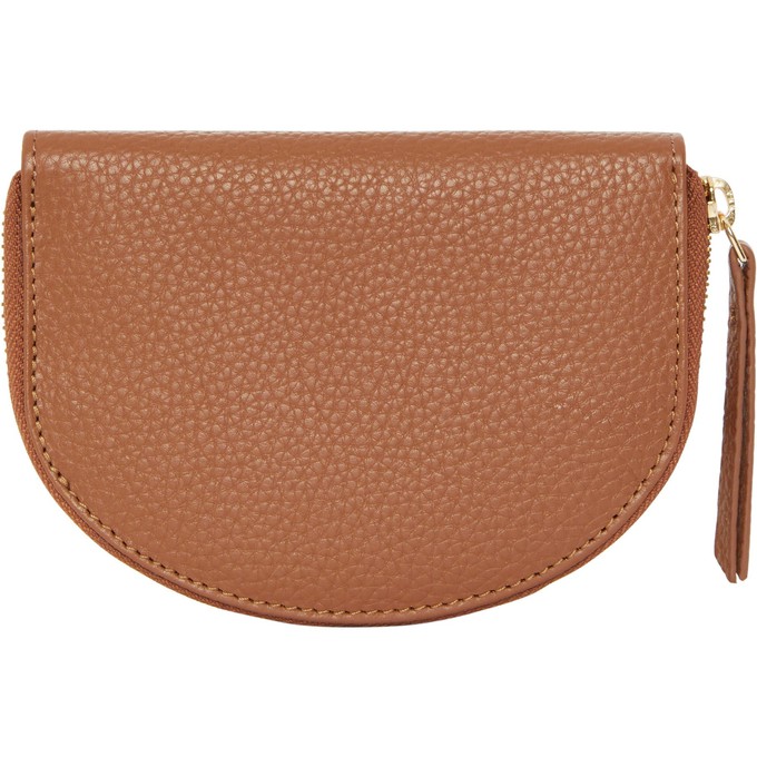 Tan Leather Zip Around Half Moon Purse from Sostter