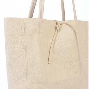 Ivory Pebbled Leather Tote Shopper with Pocket from Sostter