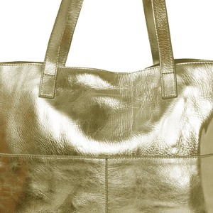 Gold Metallic Leather Tote with Crossbody Strap from Sostter