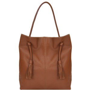 Tan Leather Hobo Bag with Drawcord & Complimentary Mini Bag from Sostter