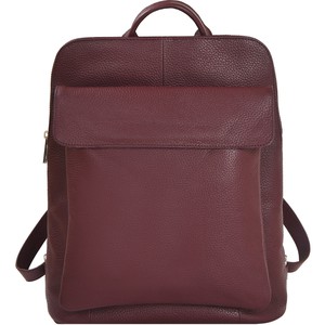 Plum Pebbled Leather Laptop Backpack with Front Pocket from Sostter
