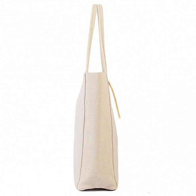 Ivory Pebbled Leather Tote Shopper with Pocket from Sostter