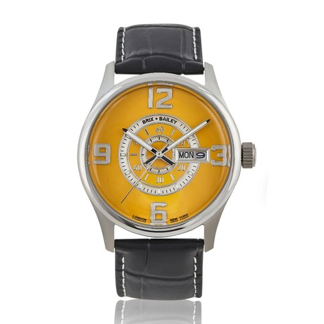 Brix + Bailey Simmonds Yellow Silver Watch, 40mm, Leather Strap from Sostter