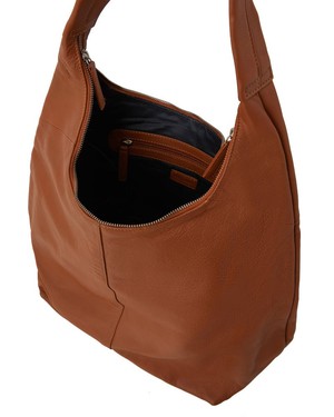 Camel Leather Zip Top Hobo Bag - Large, Boho Style from Sostter