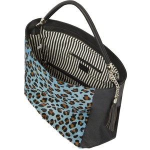 Blue Animal Print Calf Hair Leather Shoulder Bag from Sostter