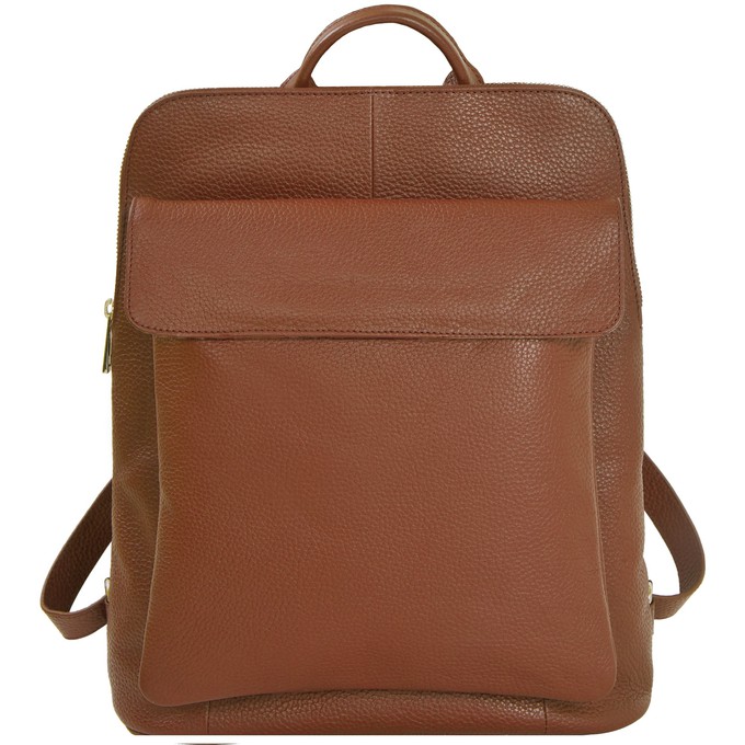 Tan Leather Backpack - Unisex, Travel-Friendly, Adjustable from Sostter