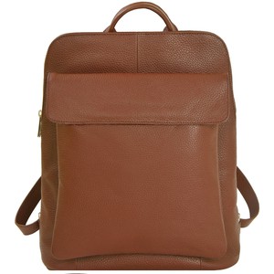 Tan Soft Leather Flap Pocket Backpack from Sostter