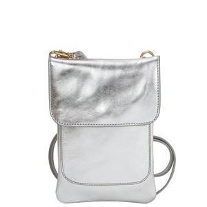 Silver Metallic Leather Crossbody Bag with Adjustable Strap from Sostter