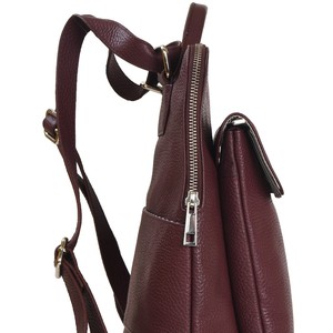 Plum Pebbled Leather Laptop Backpack with Front Pocket from Sostter