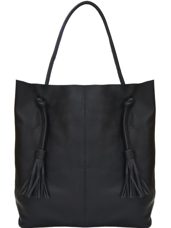 Black Leather Hobo Shoulder Bag - Brix + Bailey from Sostter