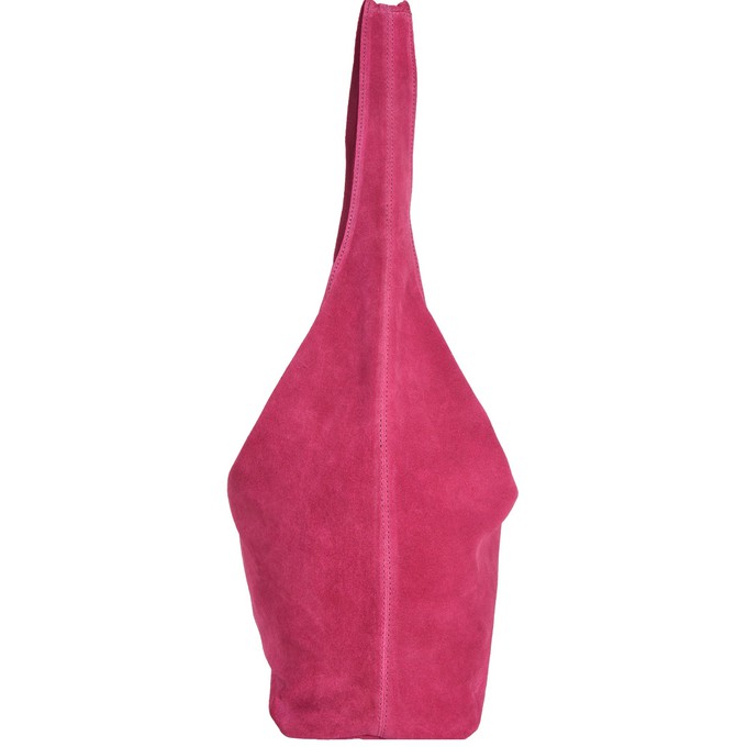 Raspberry Suede Leather Hobo Bag - Brix + Bailey from Sostter