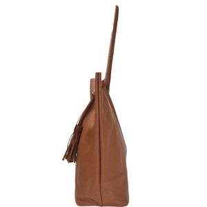Tan Drawcord Leather Hobo Shoulder Bag from Sostter