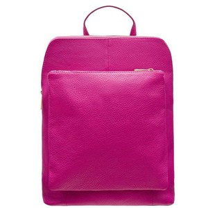 Fuchsia Soft Pebbled Leather Pocket Backpack from Sostter