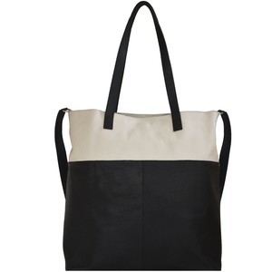 Ivory And Black Two Tone Leather Tote from Sostter