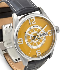 Brix + Bailey Simmonds Yellow Silver Watch, 40mm, Leather Strap from Sostter