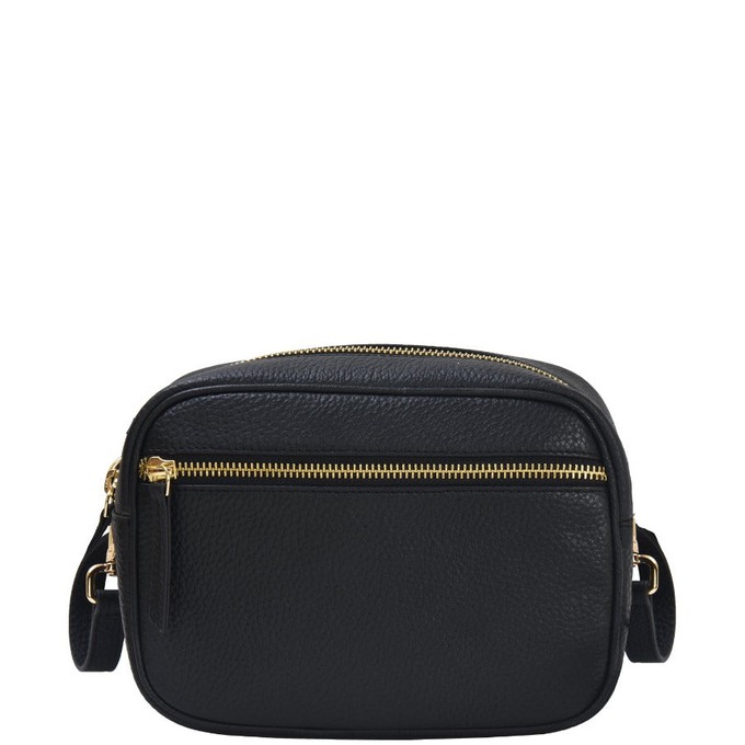 Black Convertible Leather Crossbody Bag from Sostter