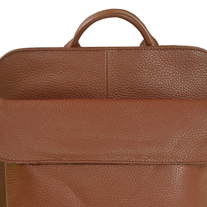 Tan Leather Backpack - Unisex, Travel-Friendly, Adjustable from Sostter