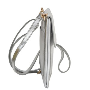 Silver Metallic Leather Crossbody Bag with Adjustable Strap from Sostter