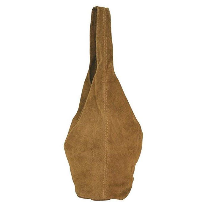 Camel Suede Leather Hobo Bag with Zipper Pocket from Sostter