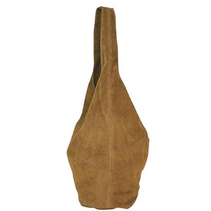 Camel Suede Leather Hobo Bag with Zipper Pocket from Sostter
