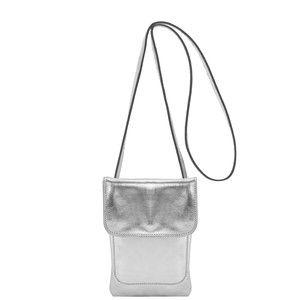 Silver Metallic Leather Crossbody Bag with Adjustable Strap from Sostter