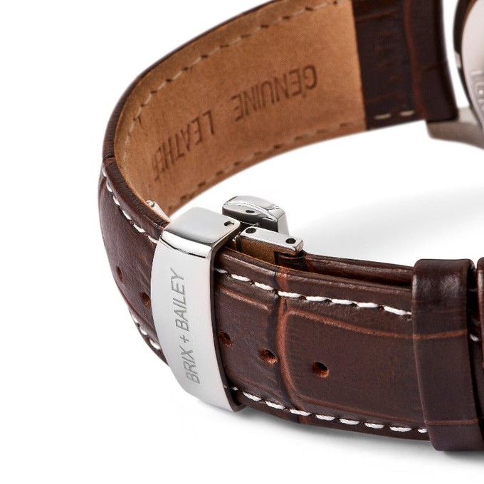 Warm Brown Triple Numbered Watch - Stainless Steel Case from Sostter
