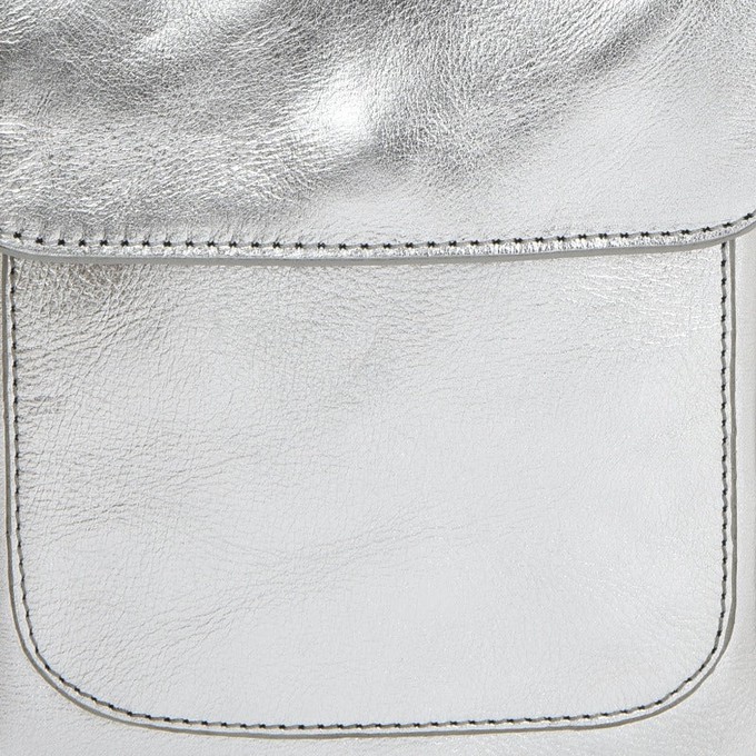 Silver Metallic Leather Crossbody Bag with Adjustable Strap from Sostter