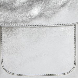 Silver Metallic Leather Crossbody Bag with Adjustable Strap from Sostter