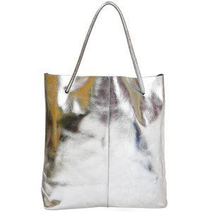 Silver Metallic Leather Hobo Shoulder Bag from Sostter