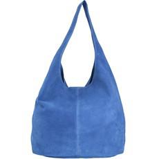 Cornflower Blue Suede Leather Hobo Boho Shoulder Bag via Sostter