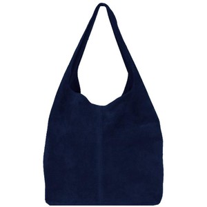 Navy Soft Italian Suede Hobo Shoulder Bag from Sostter