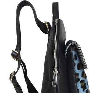 Blue Animal Print Leather Backpack - Versatile, Eco-Friendly from Sostter