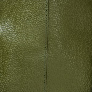 Olive Green Leather Hobo Bag with Drawcord & Tassel from Sostter