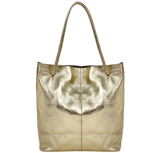 Gold Drawcord Metallic Leather Hobo Shoulder Bag from Sostter