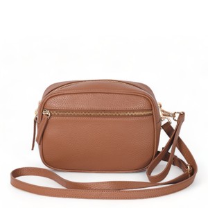 Tan Convertible Leather Crossbody Belt Bag from Sostter