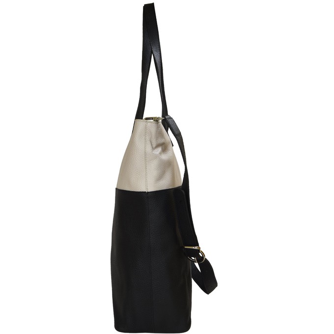 Ivory And Black Two Tone Leather Tote from Sostter