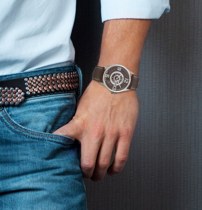 Warm Brown Triple Numbered Watch - Stainless Steel Case from Sostter