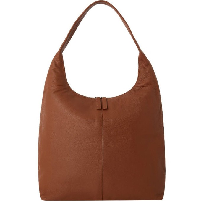 Camel Leather Zip Top Hobo Bag - Large, Boho Style from Sostter