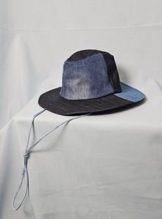 Upcycled denim cowboy hat with cord size S via Stephastique