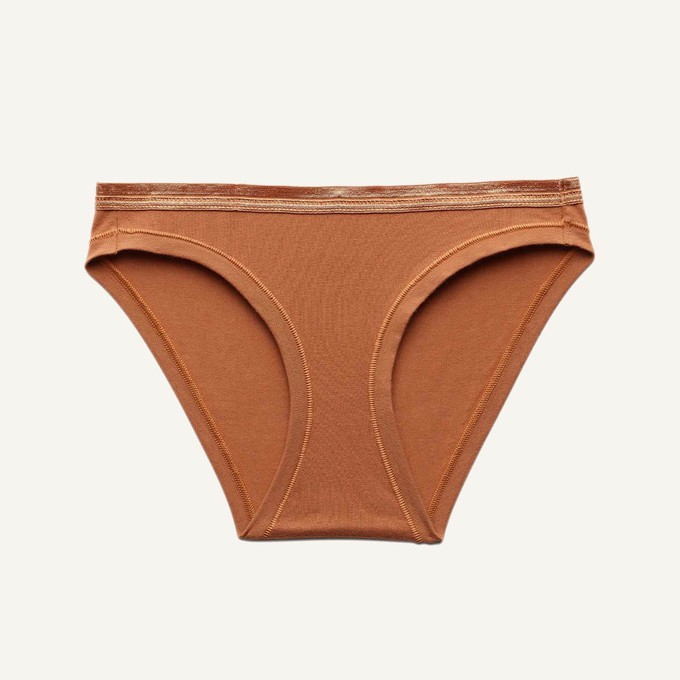 Organic Cotton Low-Rise Bikini in Spice (with Leg Elastic) from Subset