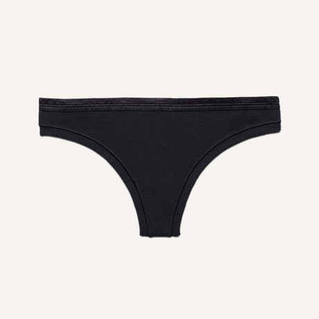 Organic Cotton Low-Rise Thong in Carbon from Subset